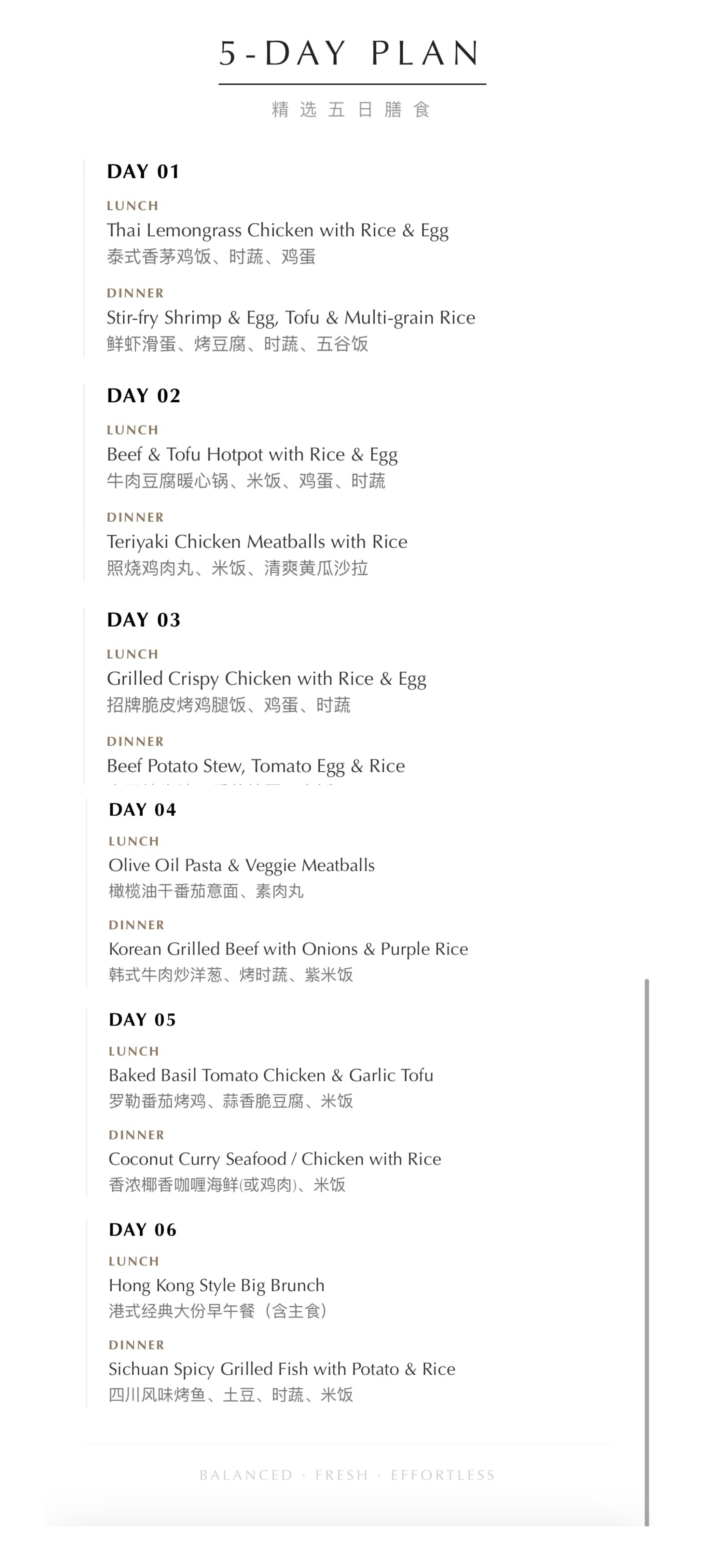 6 Days Meal Plan